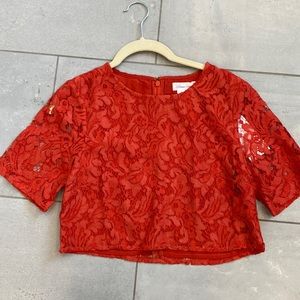 Cropped lovers and friends lace shirt in red BNWT